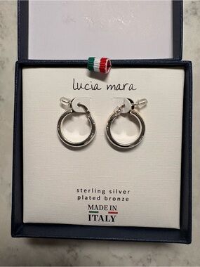 Silver Hoop Earrings - Sterling Silver Plated Bronze, Made in Italy
